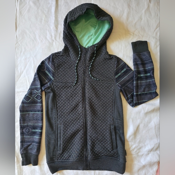Empire Dark Grey and Teal Hooded Jacket - Picture 1 of 7